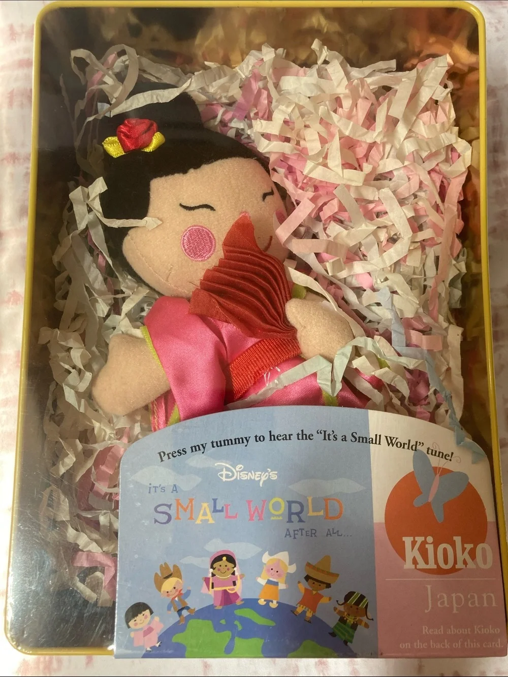 VTG Disney’s It’s A Small World” Musical Kioko Japan Doll Tin Collector Case NEW